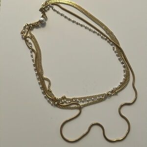 Sarah Coventry necklace. Multi strand gold toned. Faux pearls.